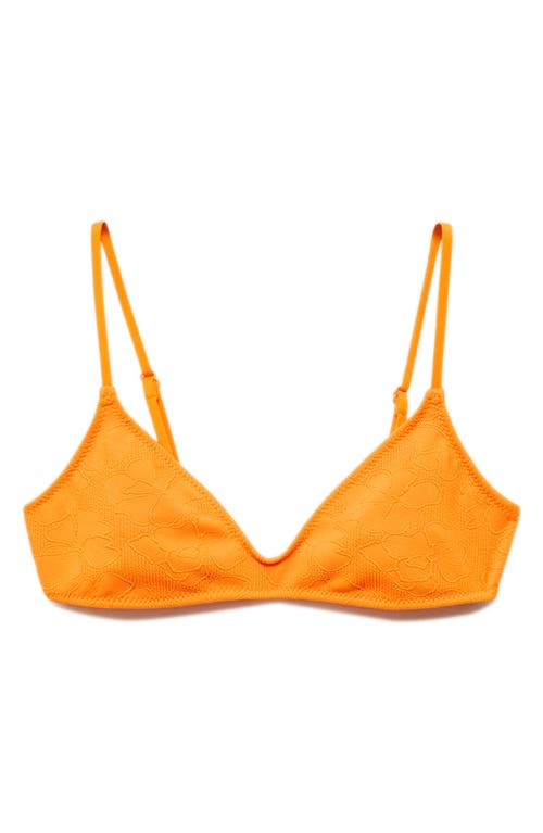 Mango Floral Embroidered Bikini Top In Orange