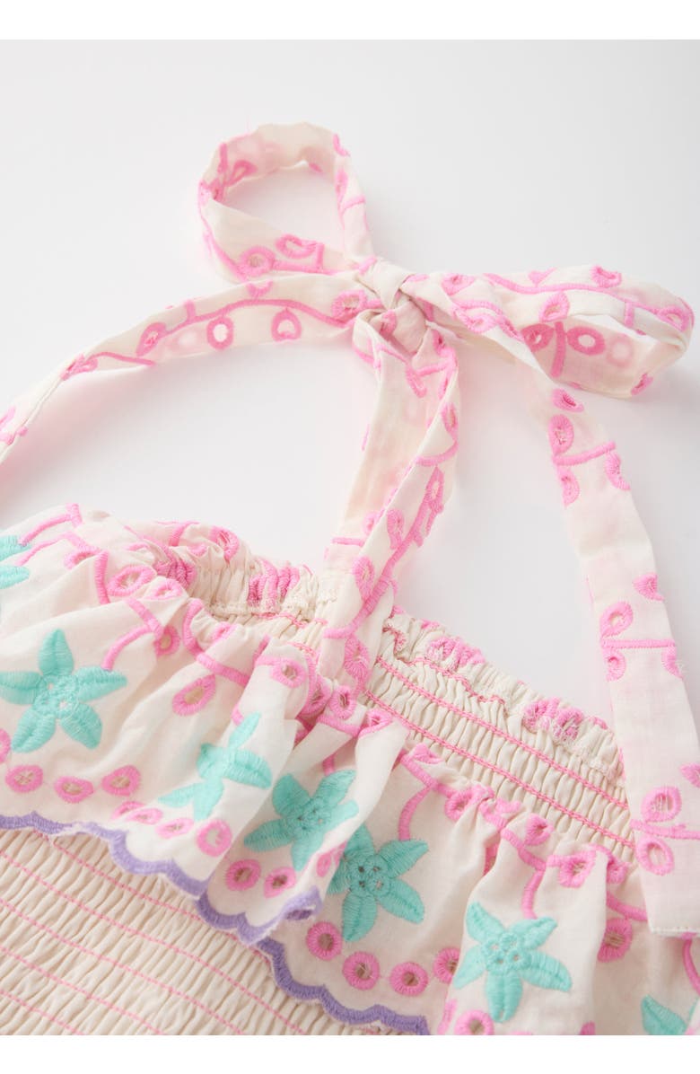 Marlo Kids Alanna Shirred Embroidered Mini Dress, Alternate, color, Multi