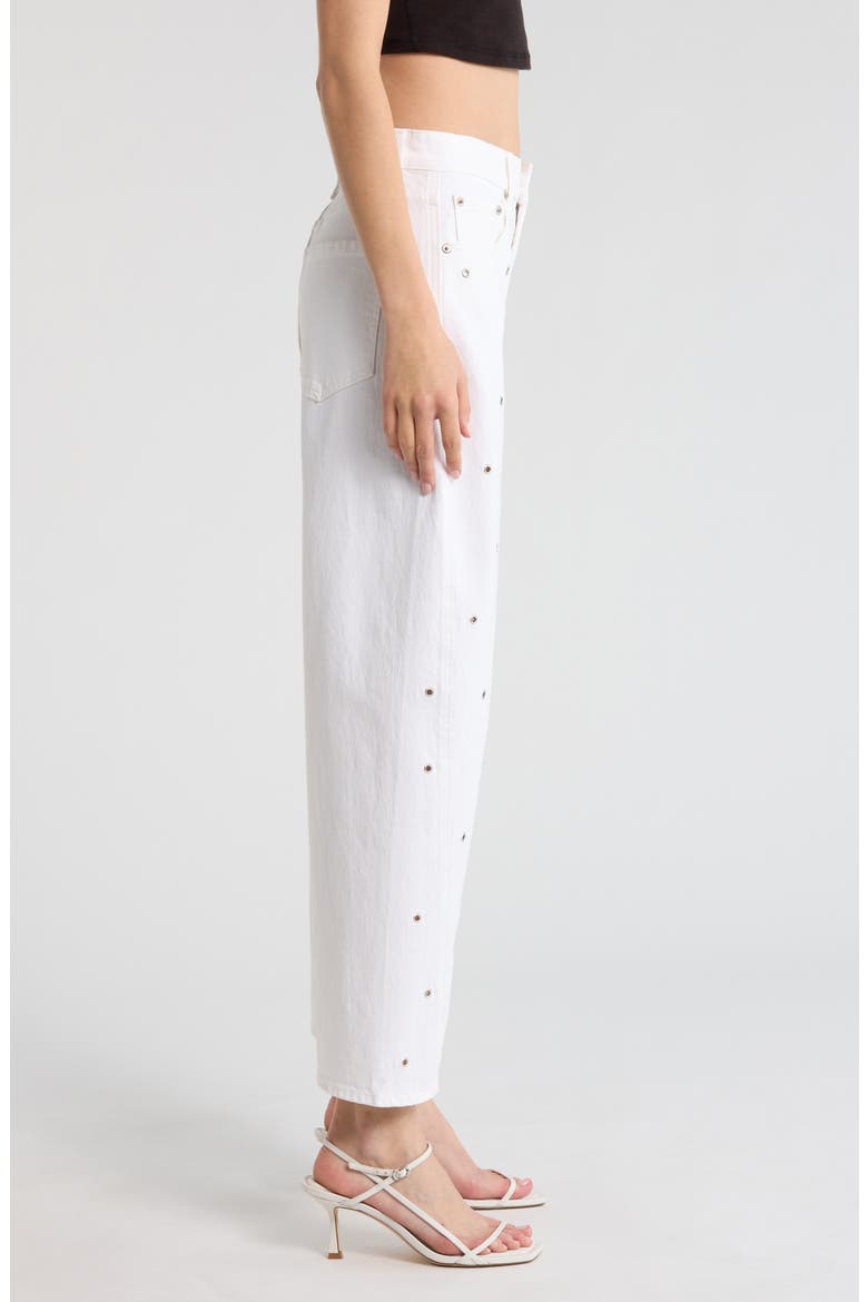 Westward Grommet Embellished High Waist Ankle Barrel Leg Jeans, Alternate, color, LAMB