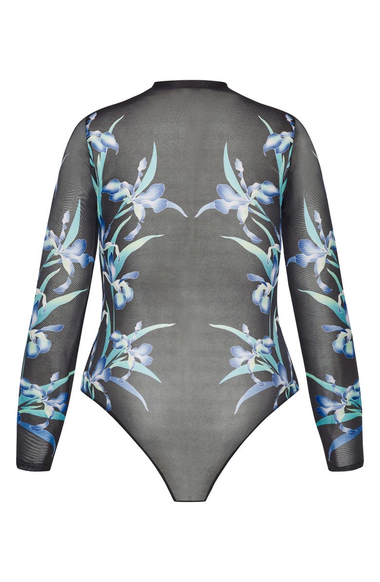City Chic Winter Iris Mesh Bodysuit, Alternate, color, 