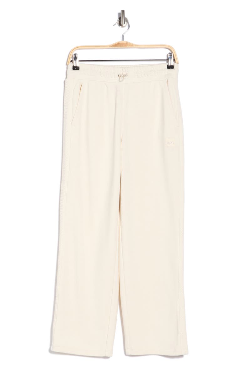 High Waist Relaxed Straight Leg Jacquard Mix Pants, Alternate, color, EGG NOG