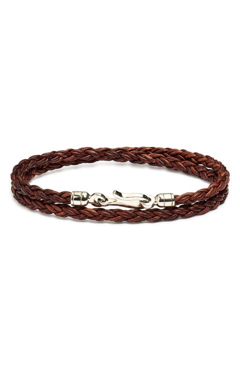Men's Double Wrap Braided Leather Bracelet