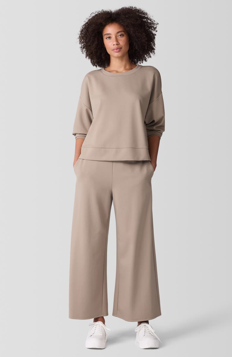 Eileen Fisher Ponte Wide Leg Pants, Alternate, color, Biscuit