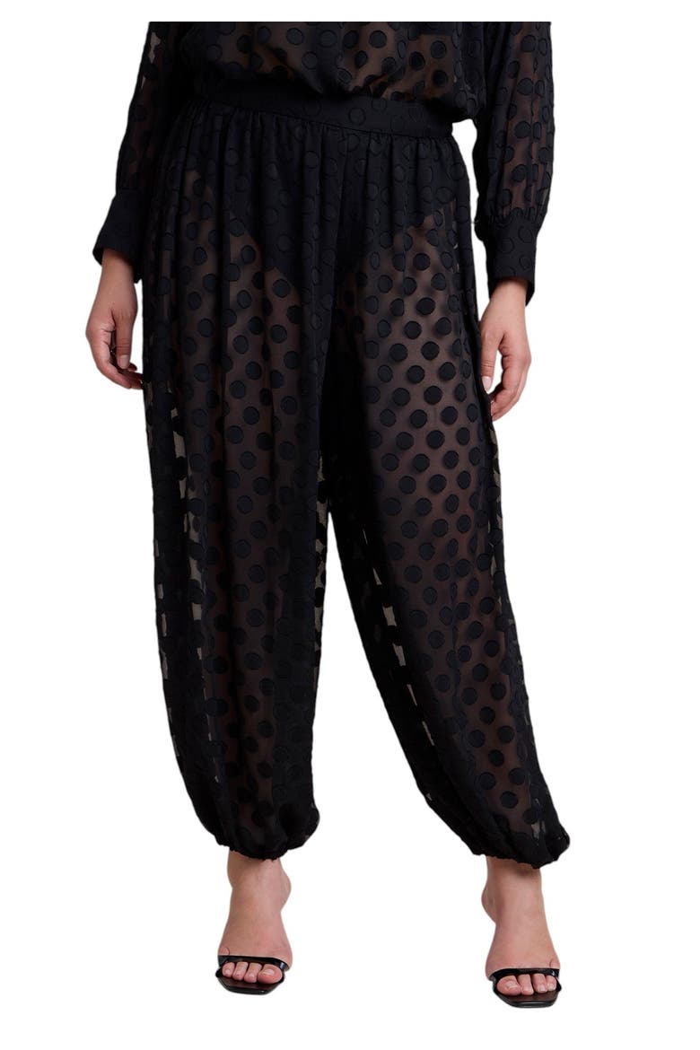 Sheer Polka Dot Balloon Pant (plus), Main, color, BLACK ONYX