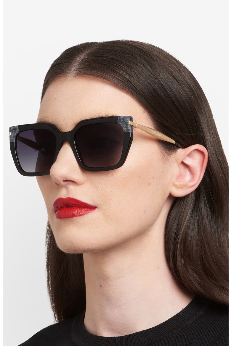 55mm Rectangular Sunglasses, Alternate, color, BLACK/ DARK GREY SF