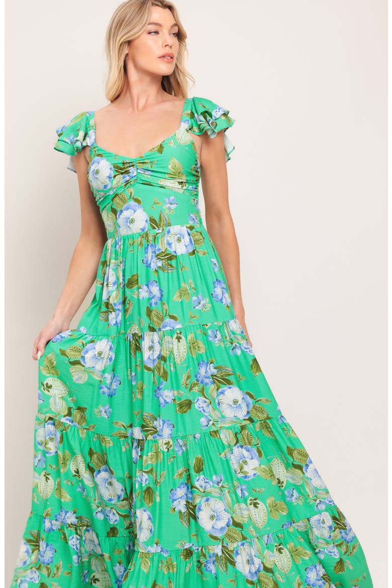 Flutter Sleeve Maxi Dress, Alternate, color, TEAL
