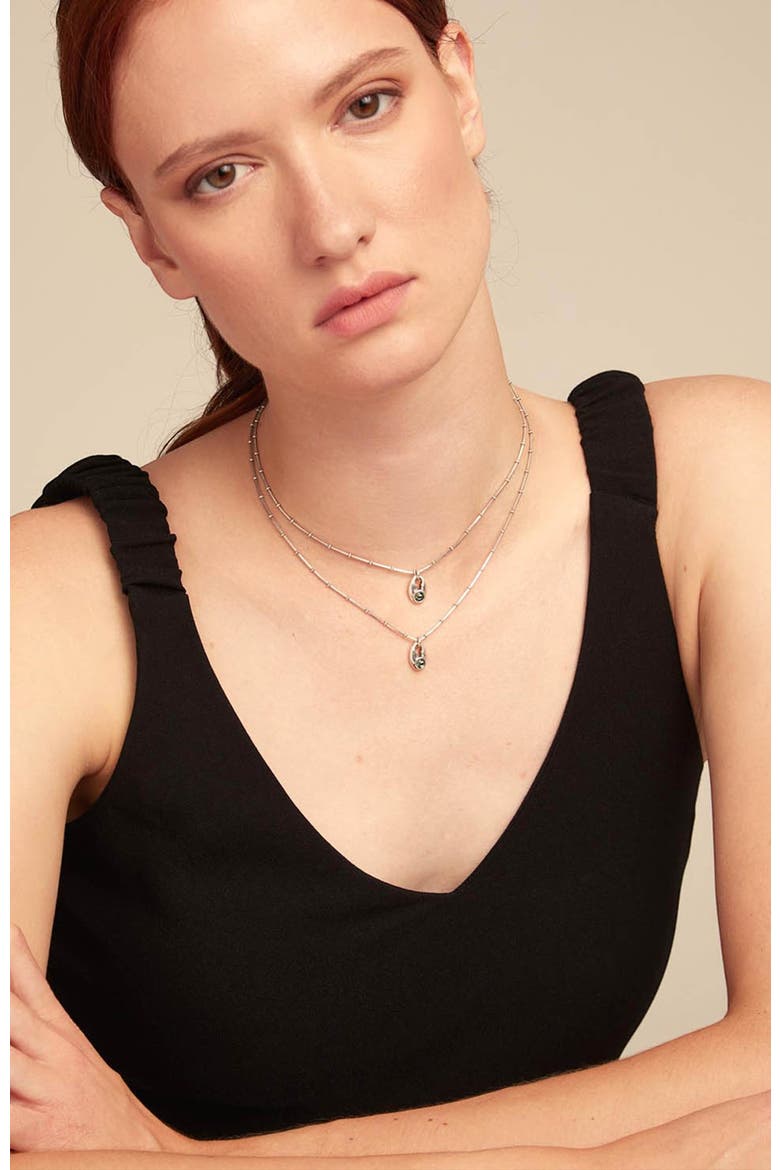 Double Strand Crystal Necklace, Alternate, color, Silver