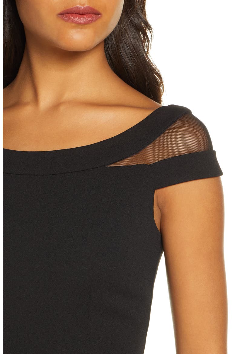 Boat Neck Evening Gown, Alternate, color, BLACK