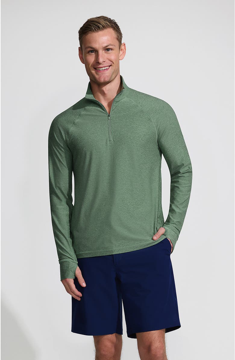 Lands' End UPF 50 Cooling Quarter Zip Mock Neck Rash Guard Shirt, Main, color, 
