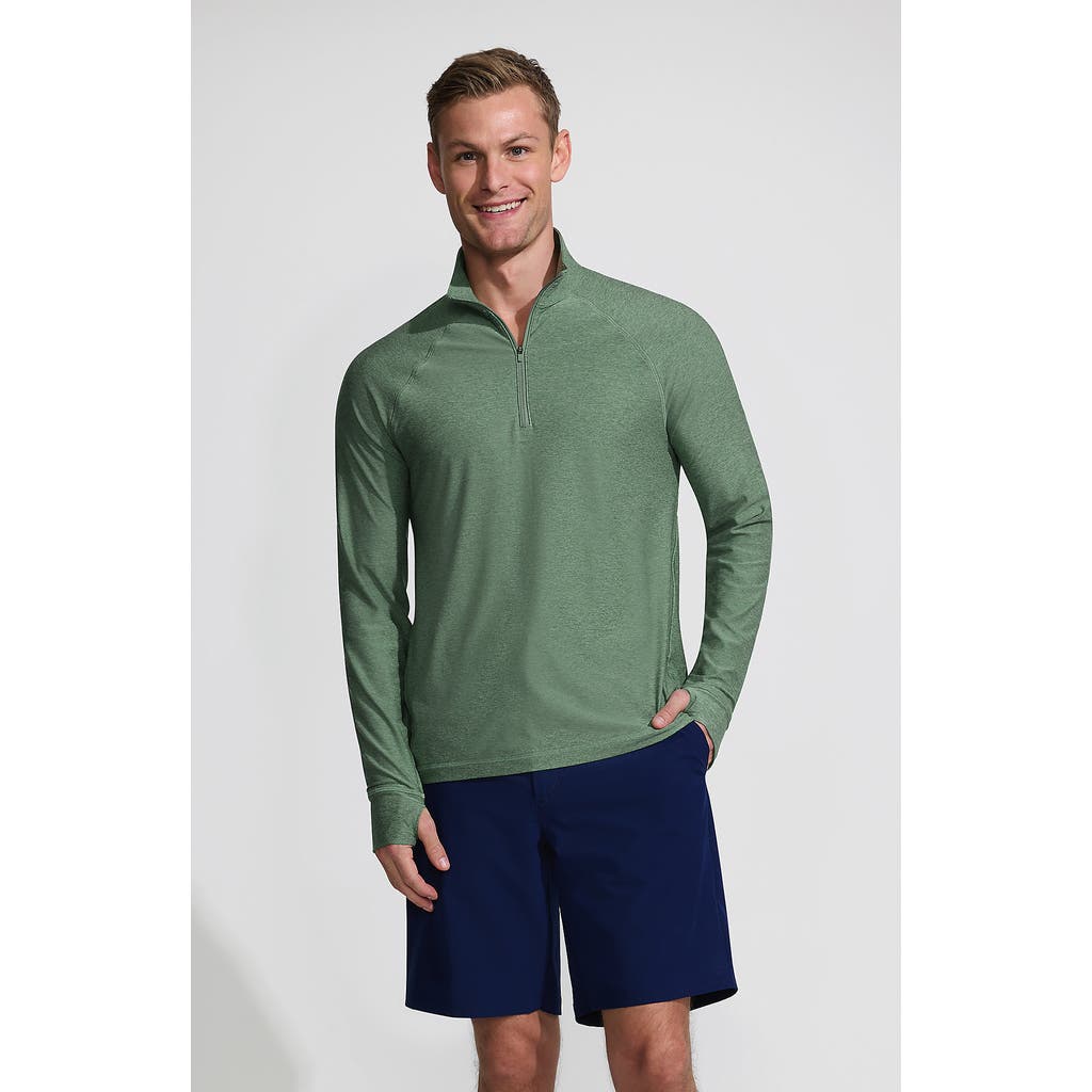 LANDS' END LANDS' END UPF 50 COOLING QUARTER ZIP MOCK NECK RASH GUARD SHIRT