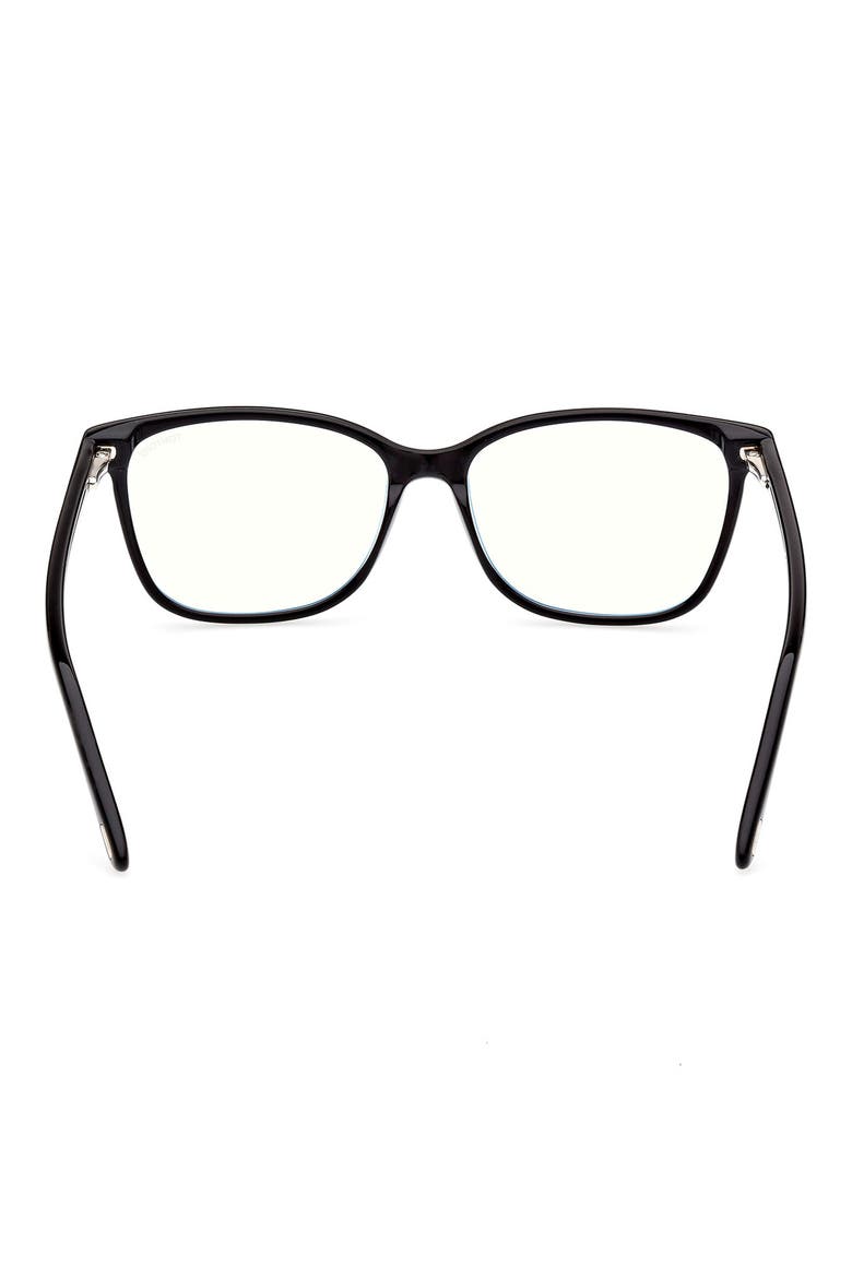 54mm Square Blue Light Blocking Glasses, Alternate, color, SHINY BLACK