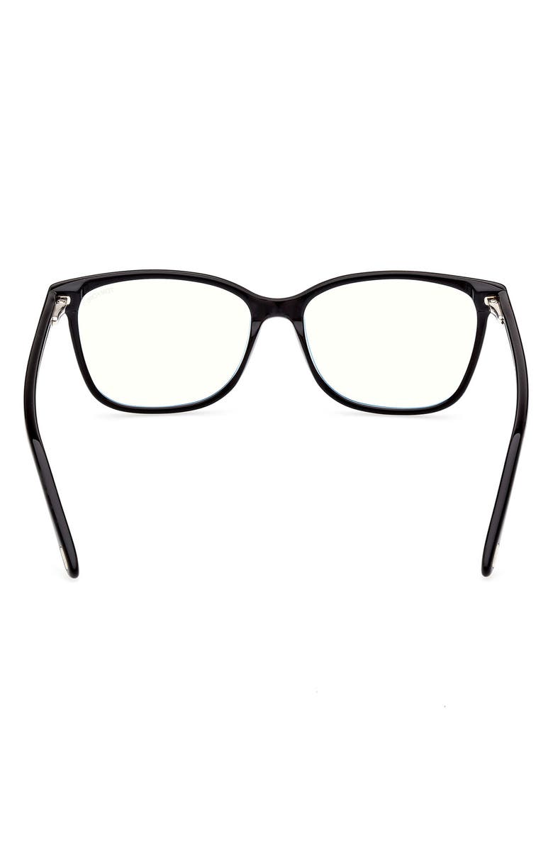 TOM FORD 54mm Square Blue Light Blocking Glasses, Alternate, color, Shiny Black