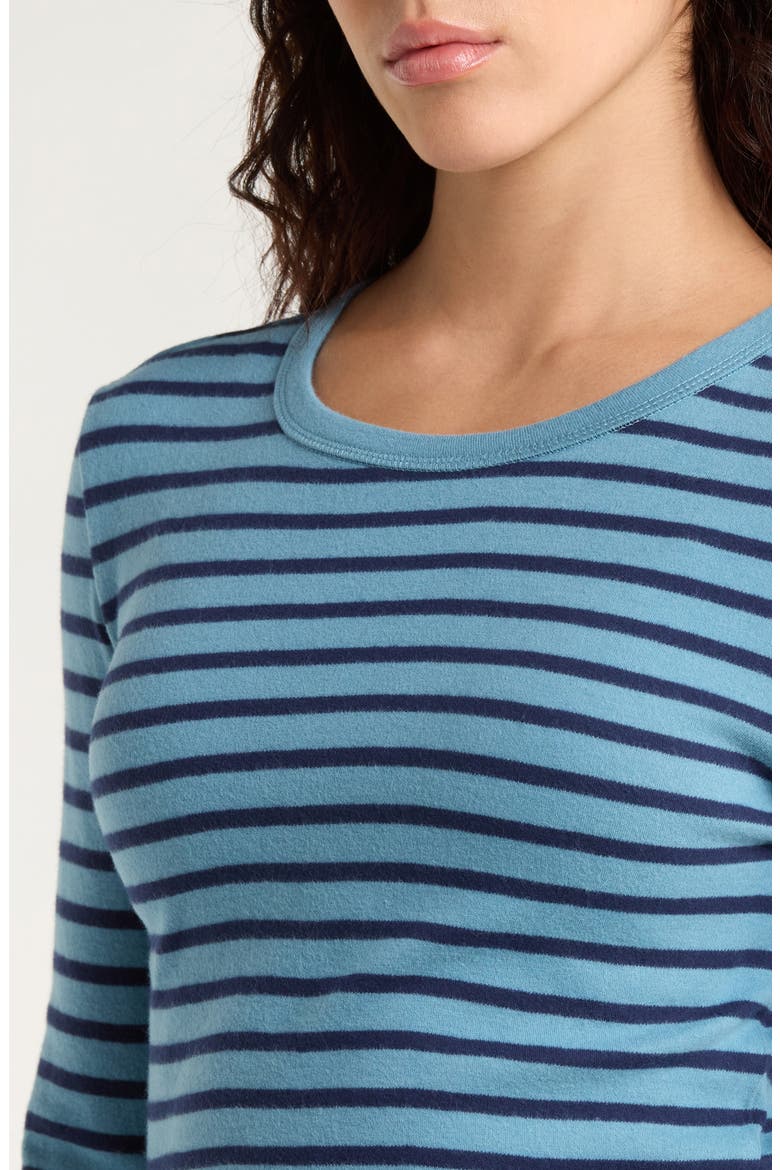 Jamie Stripe Long Sleeve Cotton Top, Alternate, color, BLUE