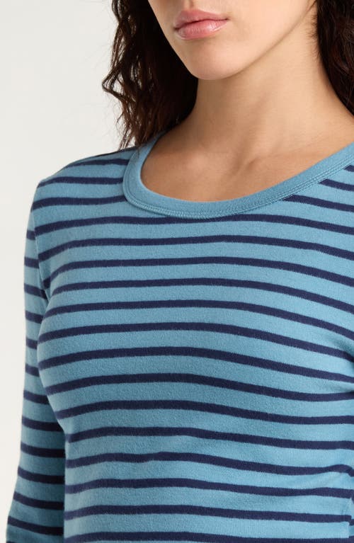 Pacsun Jamie Stripe Long Sleeve Cotton Top In Blue
