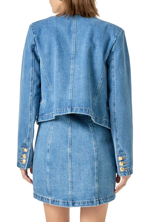 English Factory Crop Denim Jacket In Dark Denim