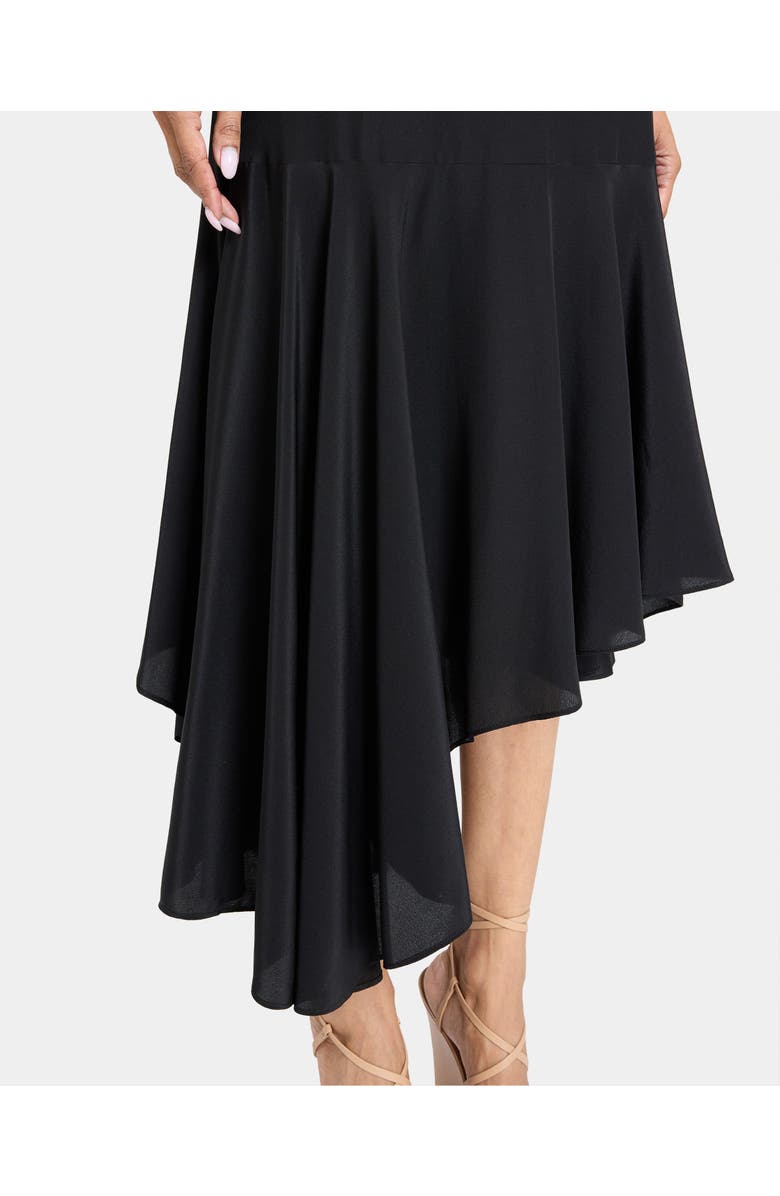 Santorelli DAVIN Fit and Flare Silk Midi Dress, Alternate, color, Black