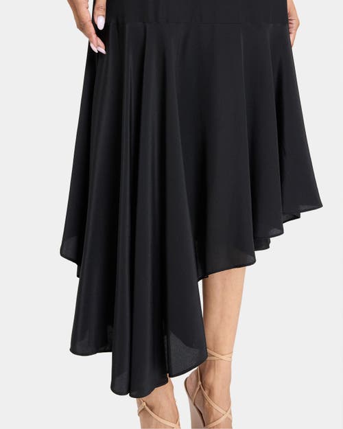 Santorelli Tani Sleeveless Midi Dress With Asymmetric Skirt Panel In Luxury Jersey In Black