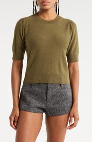 FRAME Pointelle Ruched Sweater