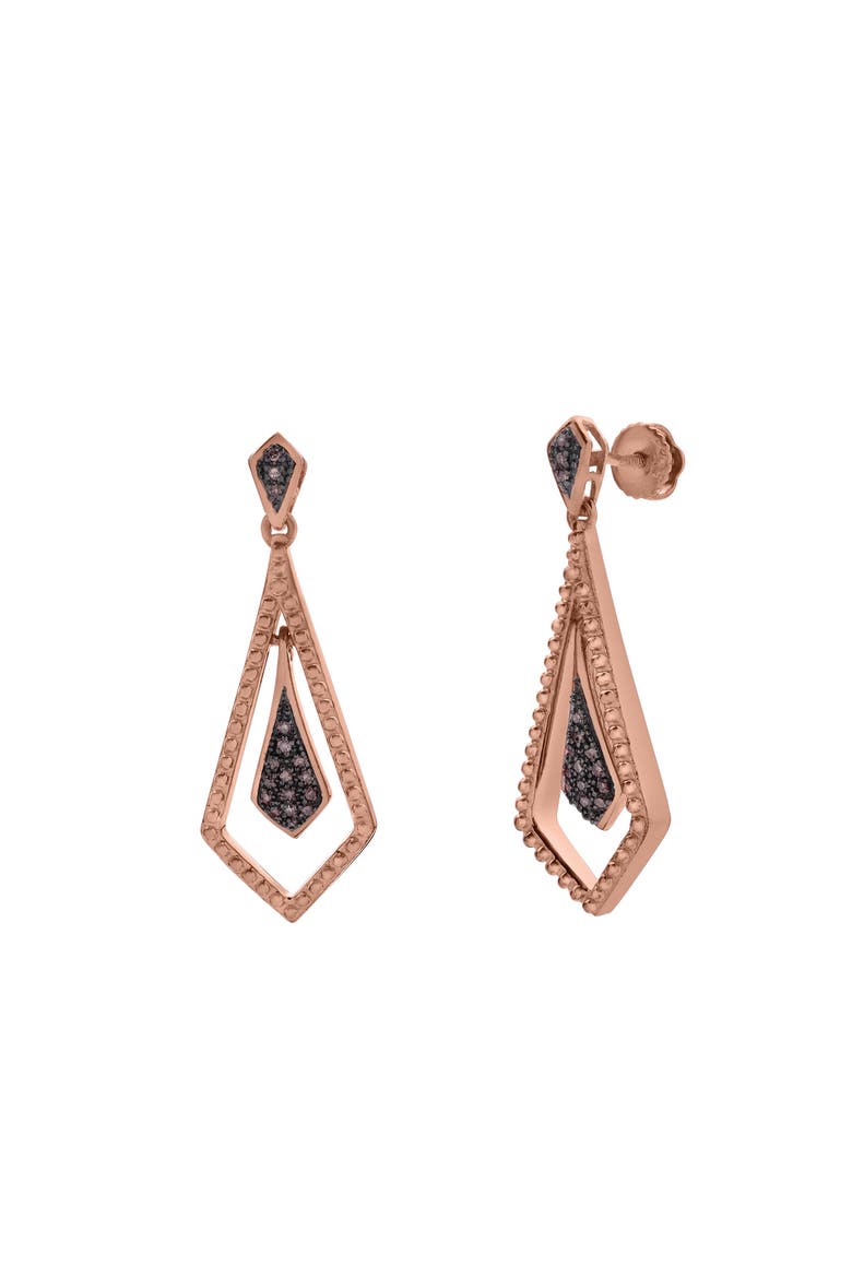 Velmora Sterling Silver 0.10 Ct Diamond Dangle Earrings, Alternate, color, Pink Rhodium Sterling Silver