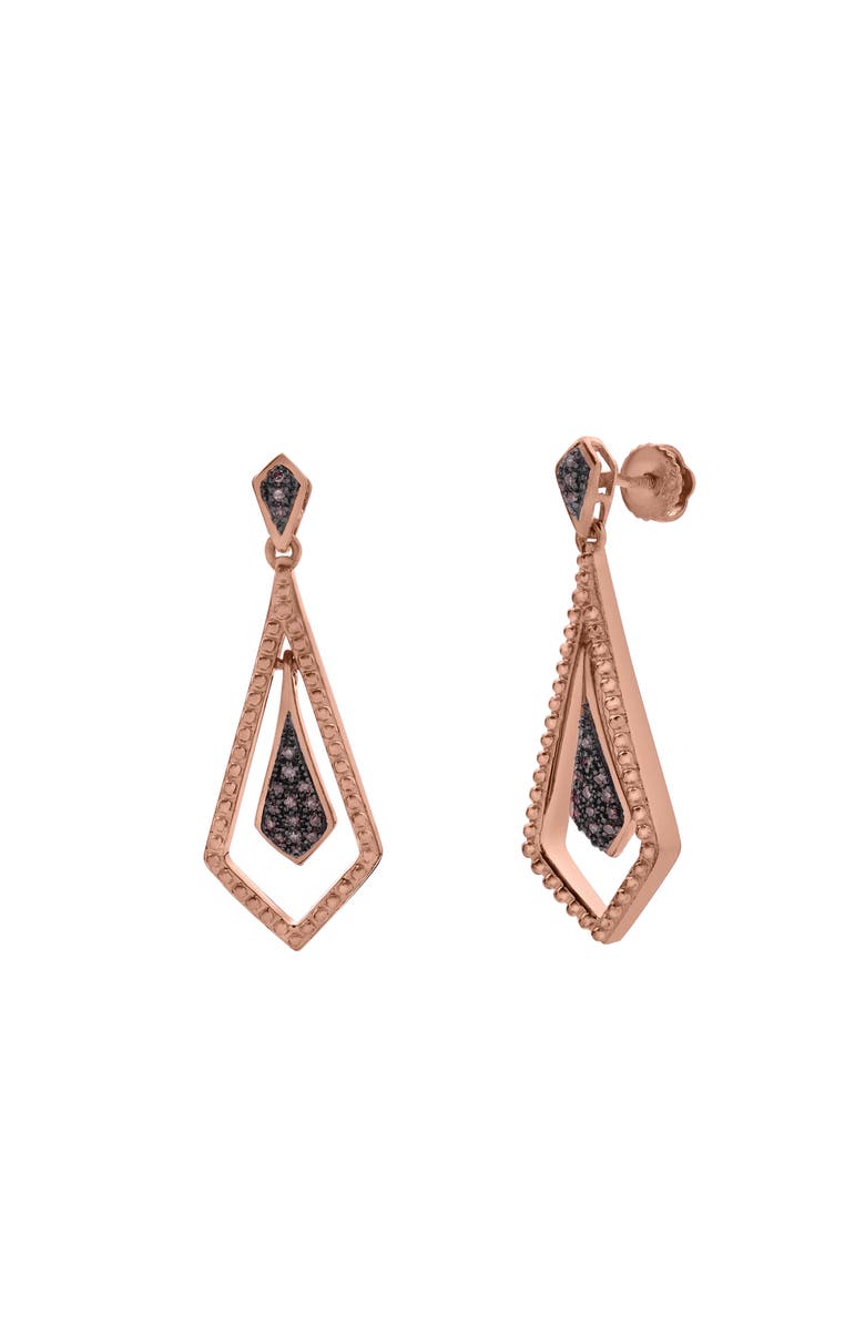 LuvMyJewelry Velmora Sterling Silver 0.10 Ct Diamond Dangle Earrings, Alternate, color, Pink Rhodium Sterling Silver