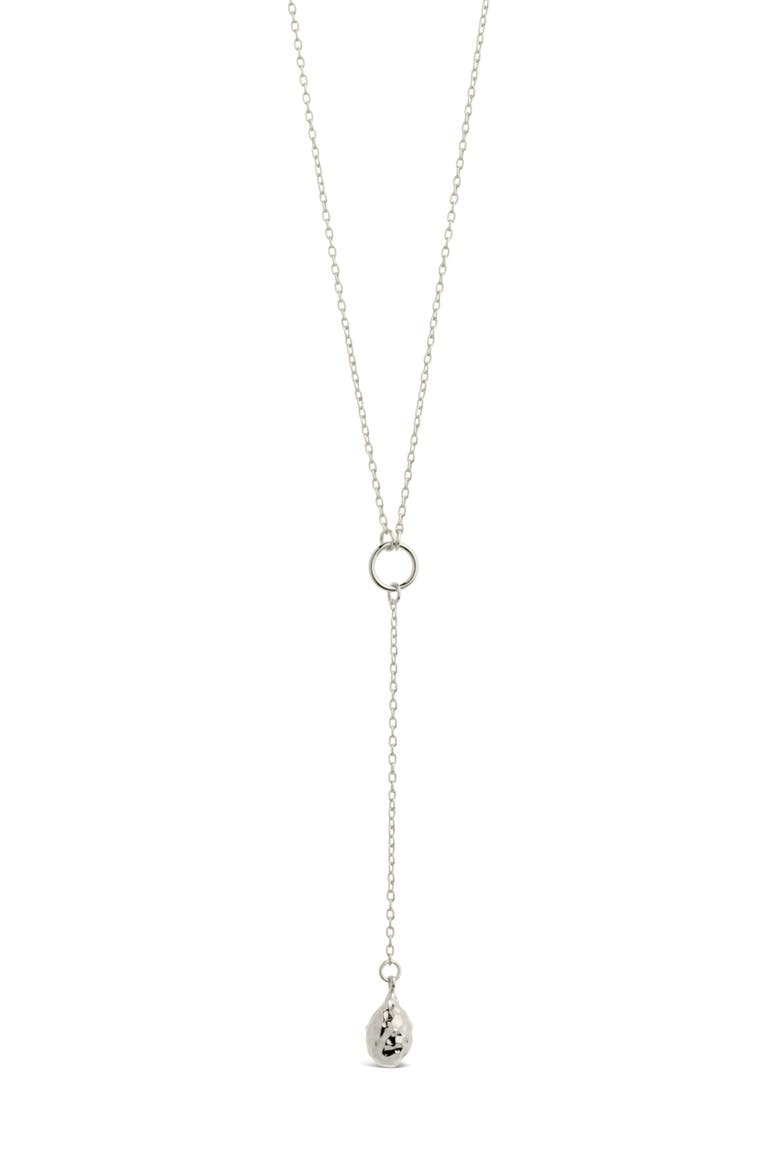 Lee Molten Teardrop Y-Necklace, Main, color, SILVER