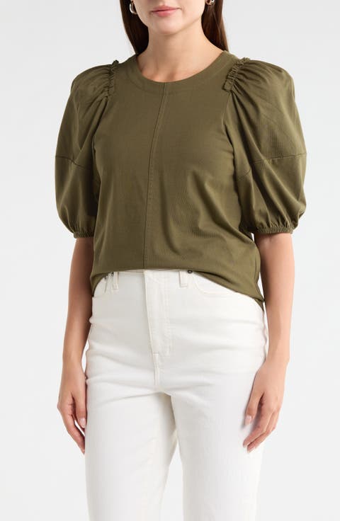 Puff Sleeve Cotton T-Shirt