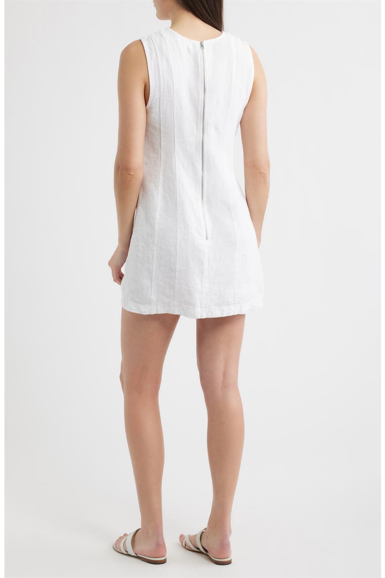 Seamed Sleeveless Linen Minidress, Alternate, color, WHITE