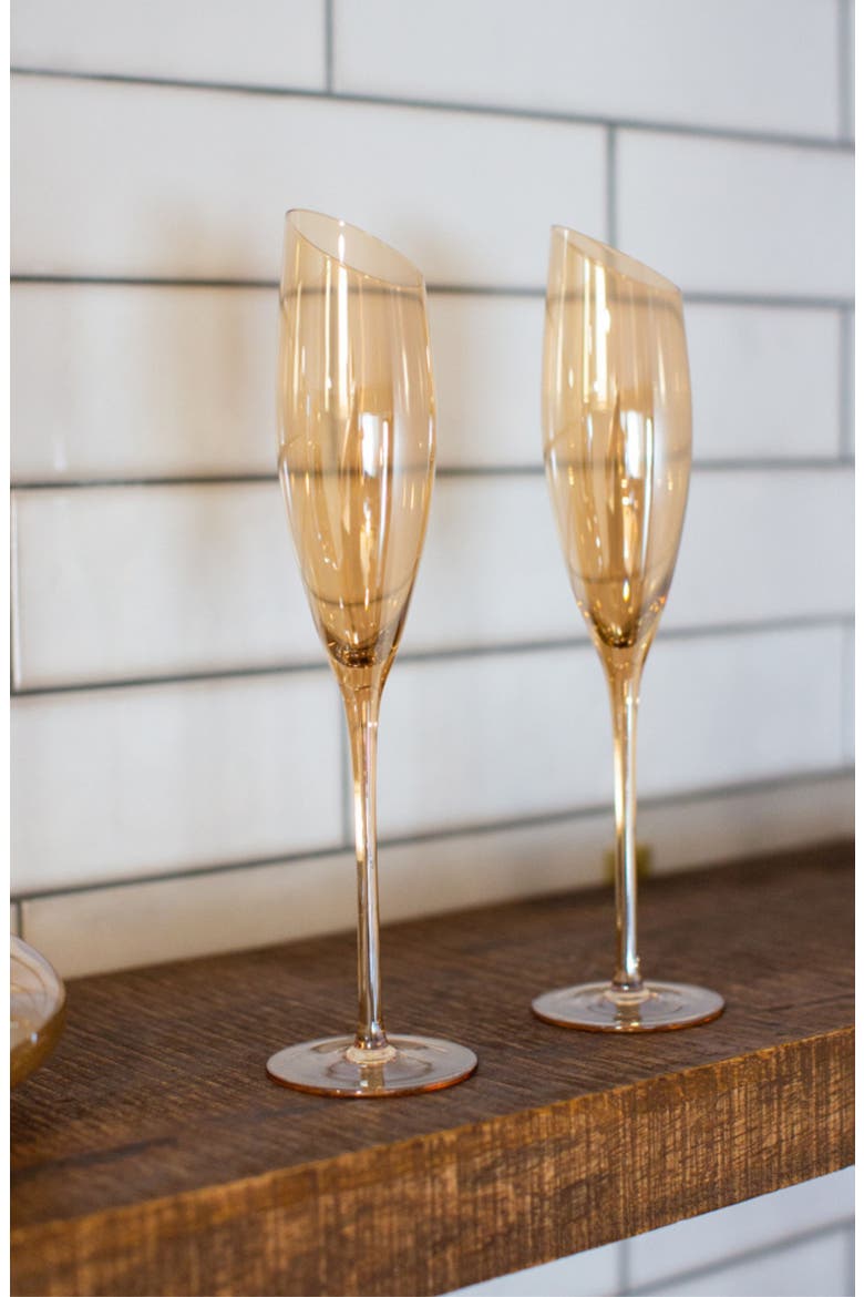 Slant Collection Champagne Glasses, Set of 2, Gold, Alternate, color, Gold