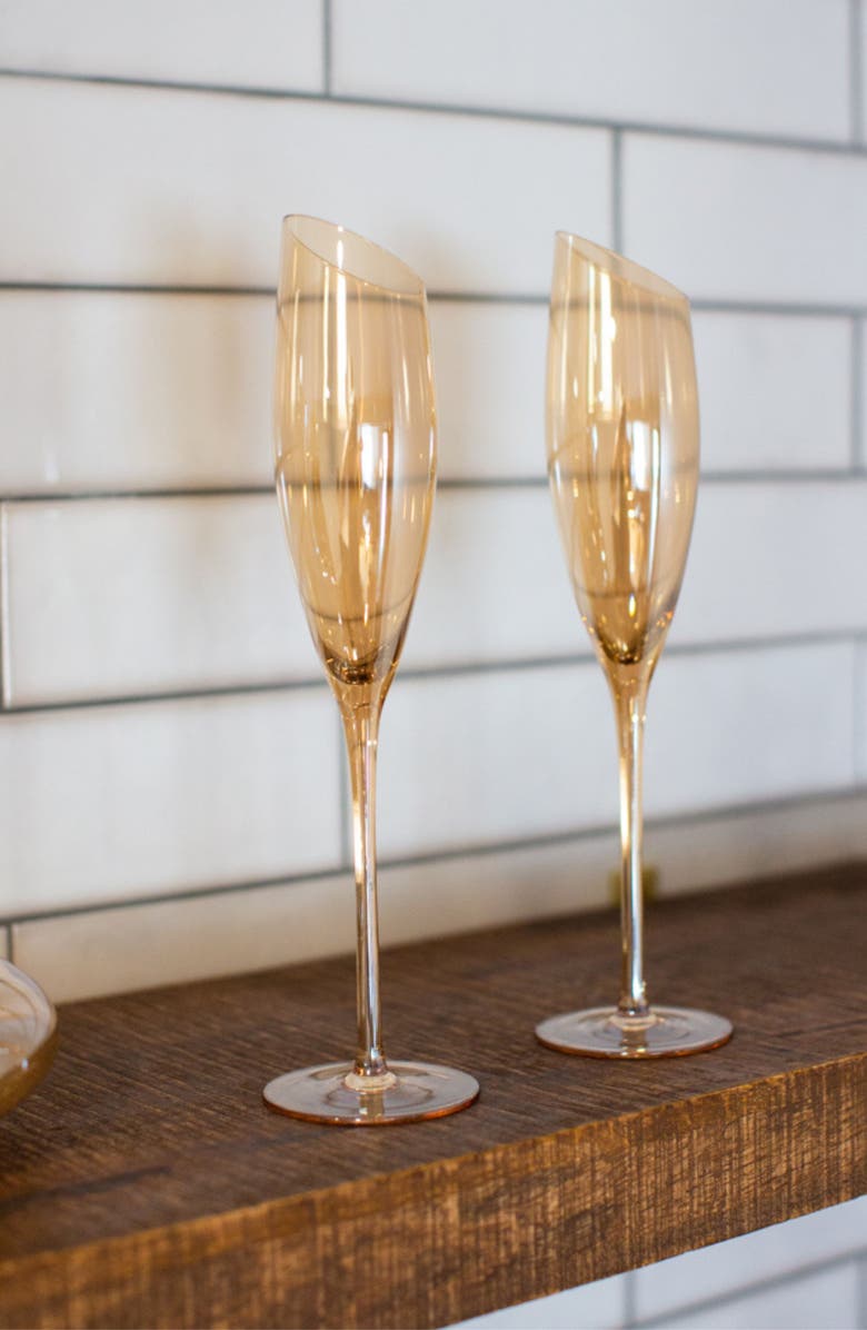 Jeanne Fitz Slant Collection Champagne Glasses, Set of 2, Gold, Alternate, color, Gold