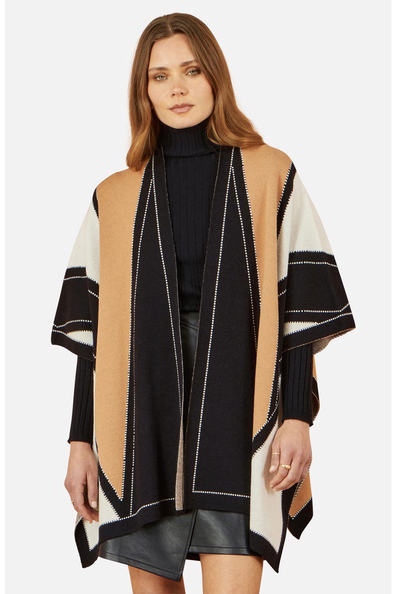 Colour Block Cape, Main, color, Brown