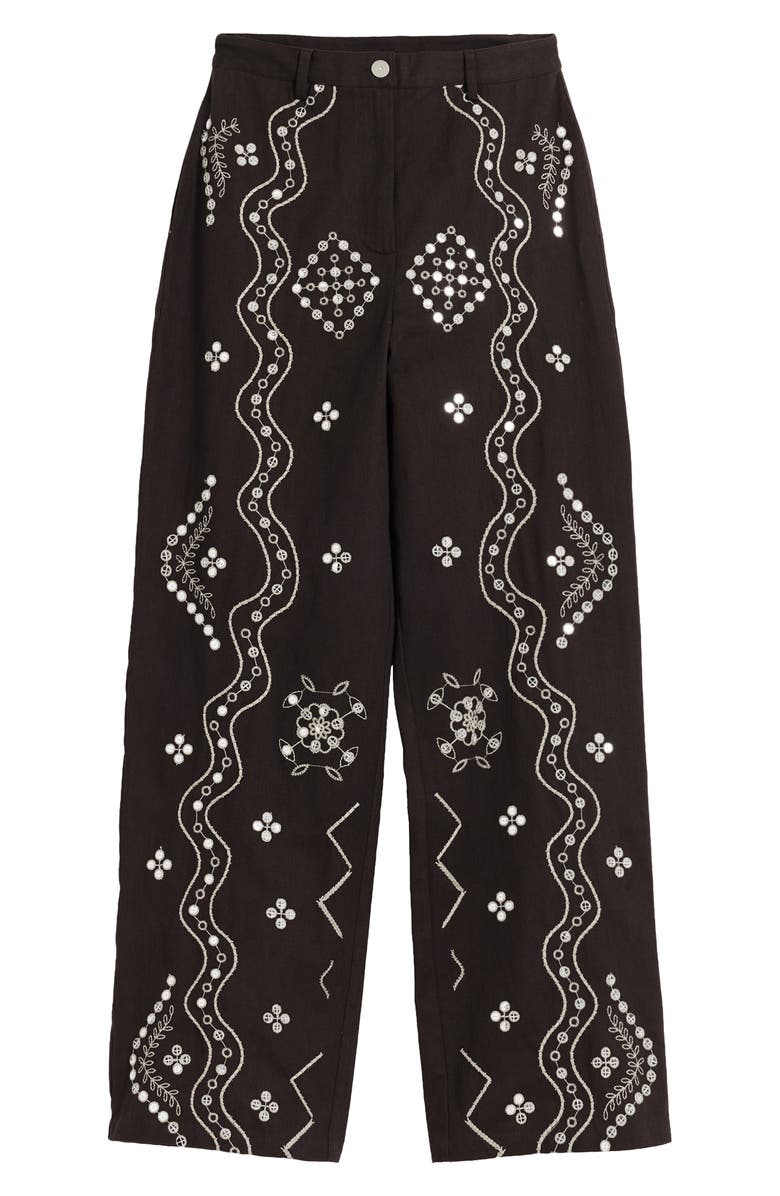 Desigual Embroidered Straight Leg Pants, Alternate, color, Dark Brown