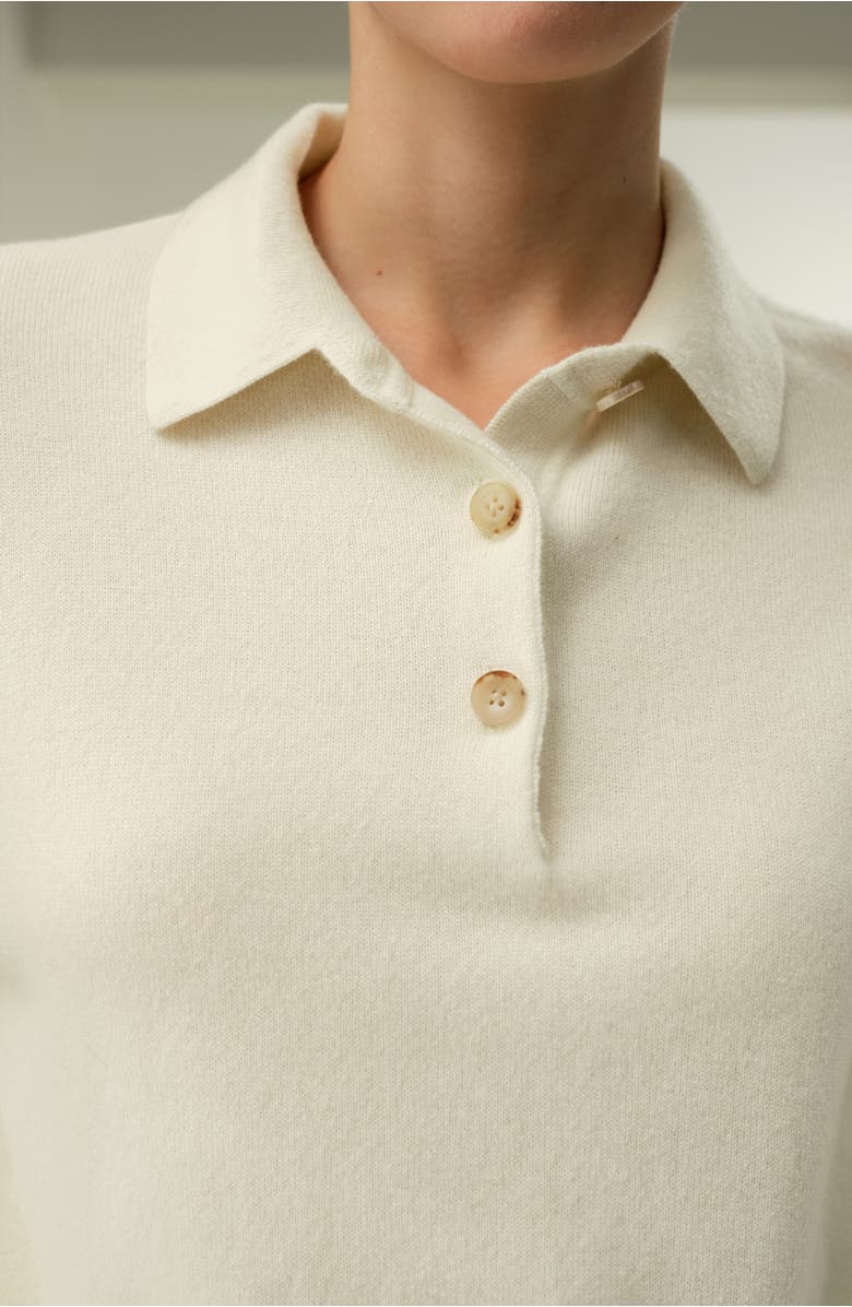 Lilysilk Baby Cashmere Long-Sleeve Polo Shirt, Alternate, color, Cloud