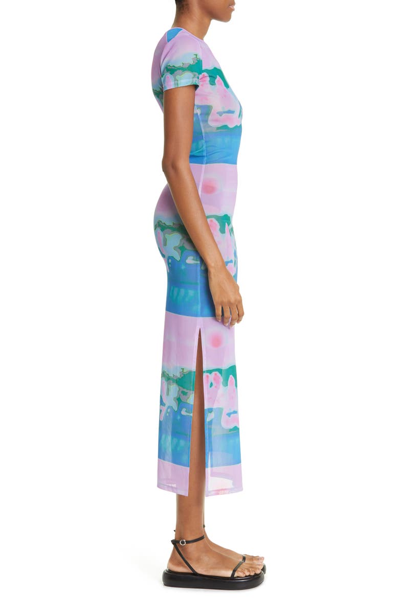 Billie Thermal Pastel Print Sheer Mesh Midi Dress, Alternate, color, THERMAL PASTEL