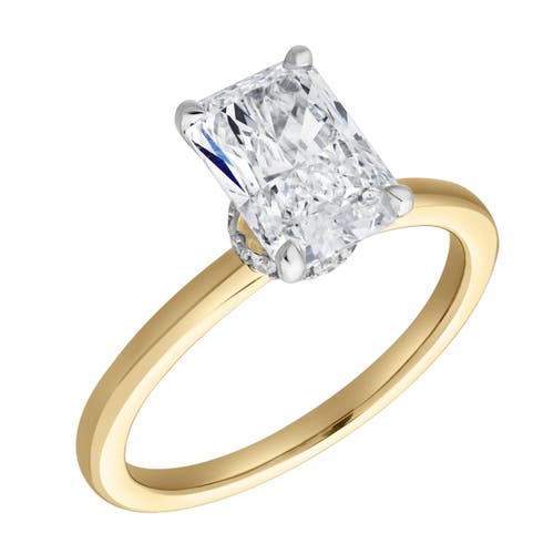 LUVMYJEWELRY LUVMYJEWELRY TIA 14K GOLD RADIANT LAB GROWN DIAMOND HIDDEN HALO RING