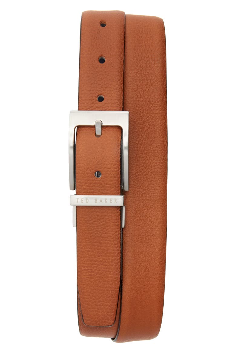 Reversible Leather Belt, Main, color, TAN