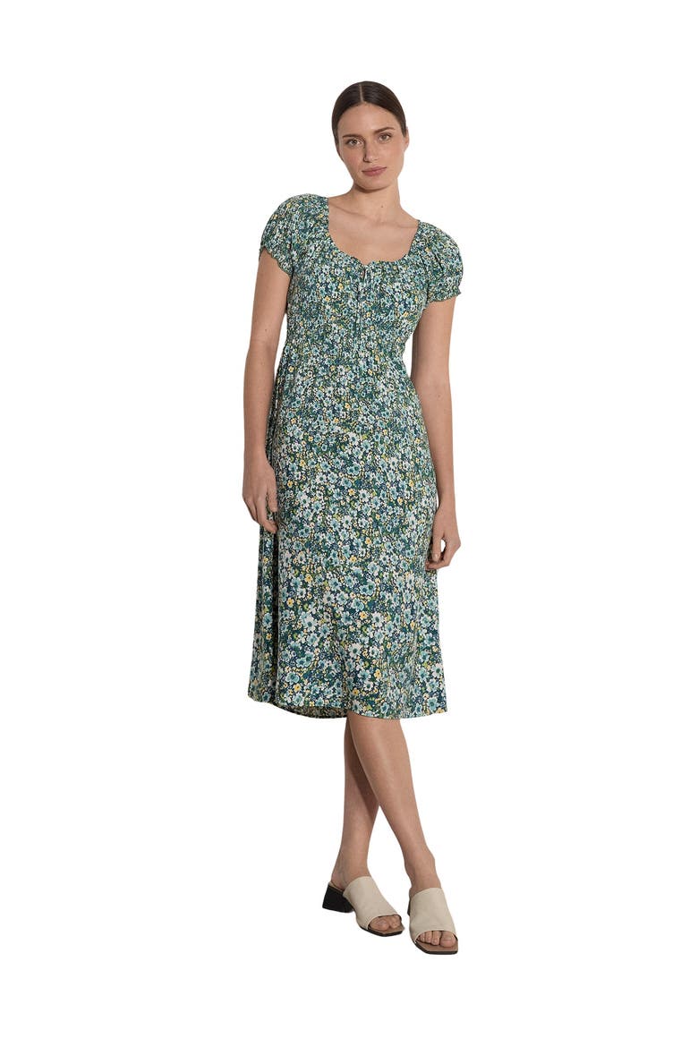 Milkmaid Midi Dress, Main, color, Aqua