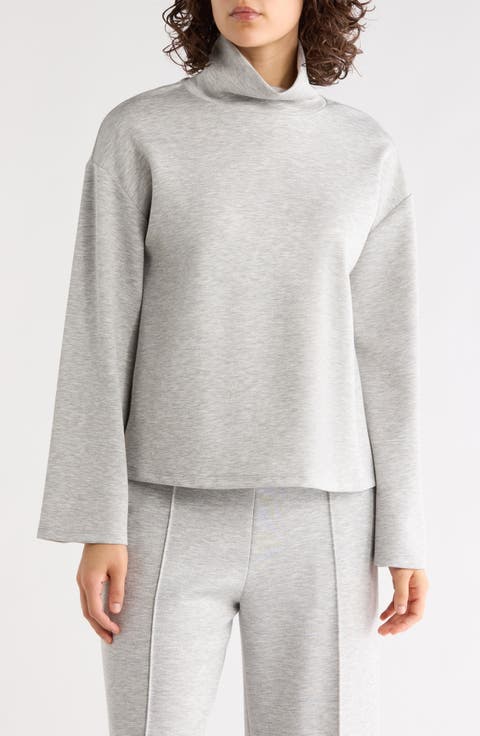 Mock Neck Long Sleeve Scuba Knit Top