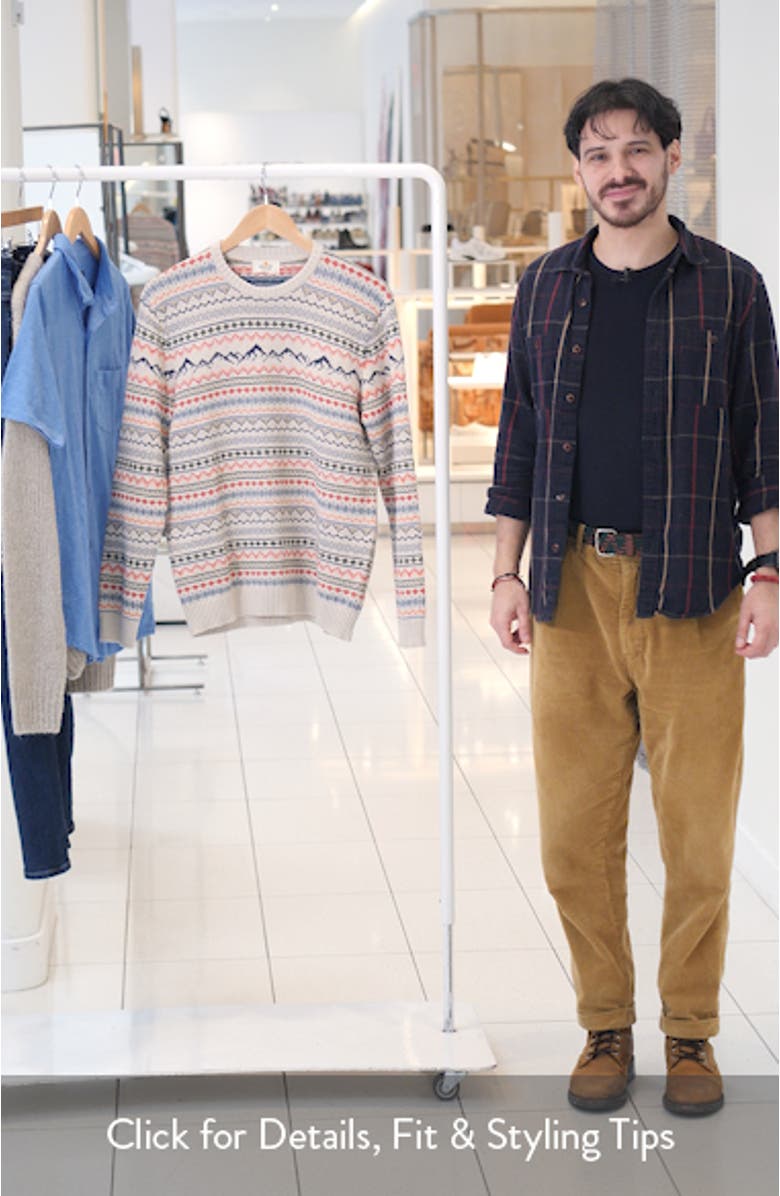 Fair Isle Organic Cotton Blend Crewneck Sweater, sales video thumbnail