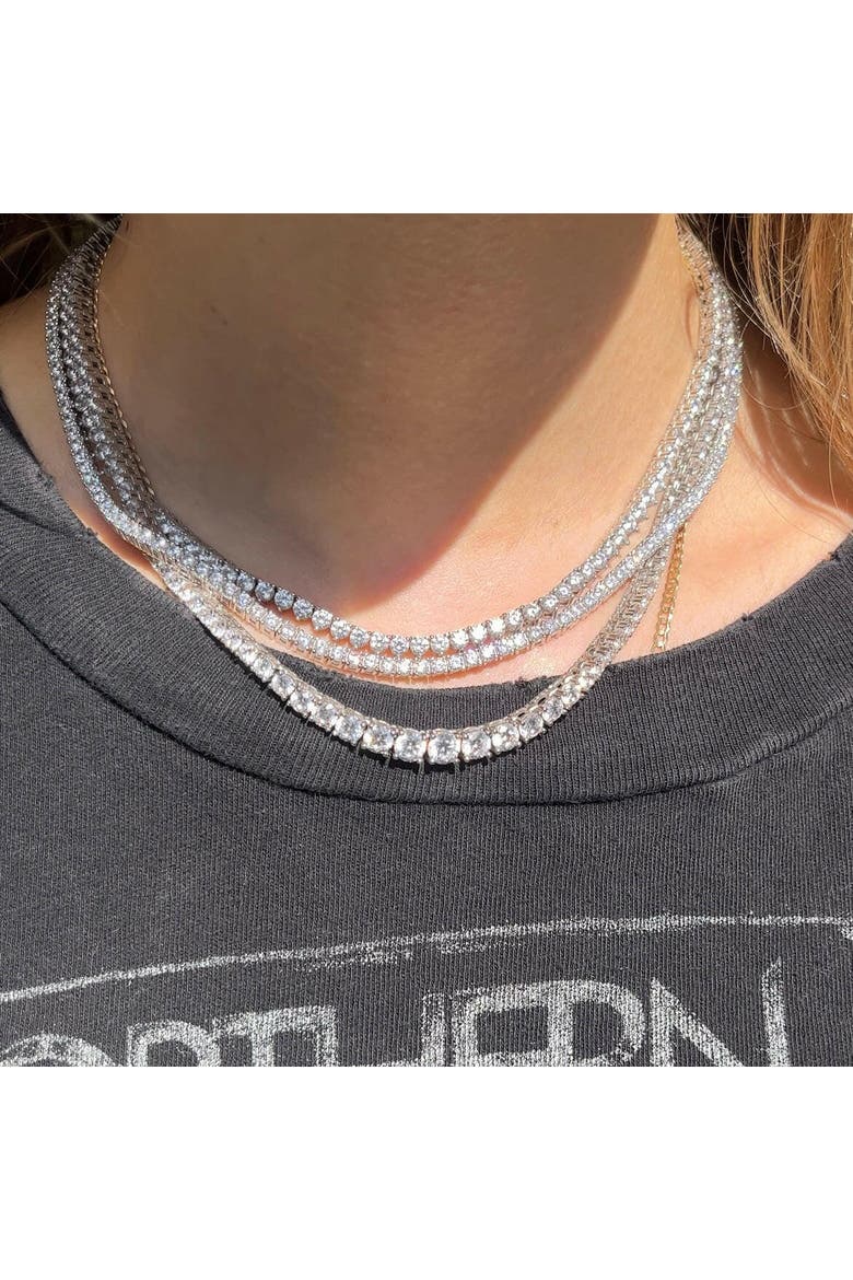 The Kate 3mm Tennis Necklace, Alternate, color, Silver