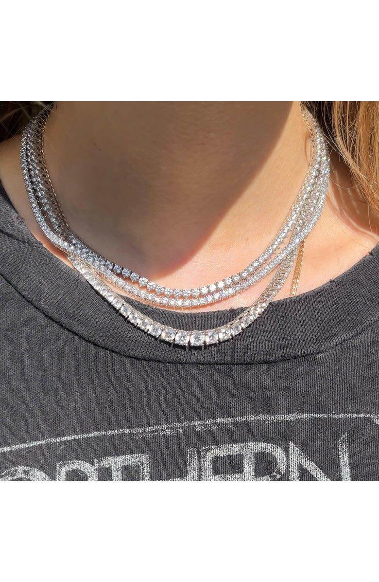 Leni James The Kate 3mm Tennis Necklace, Alternate, color, Silver