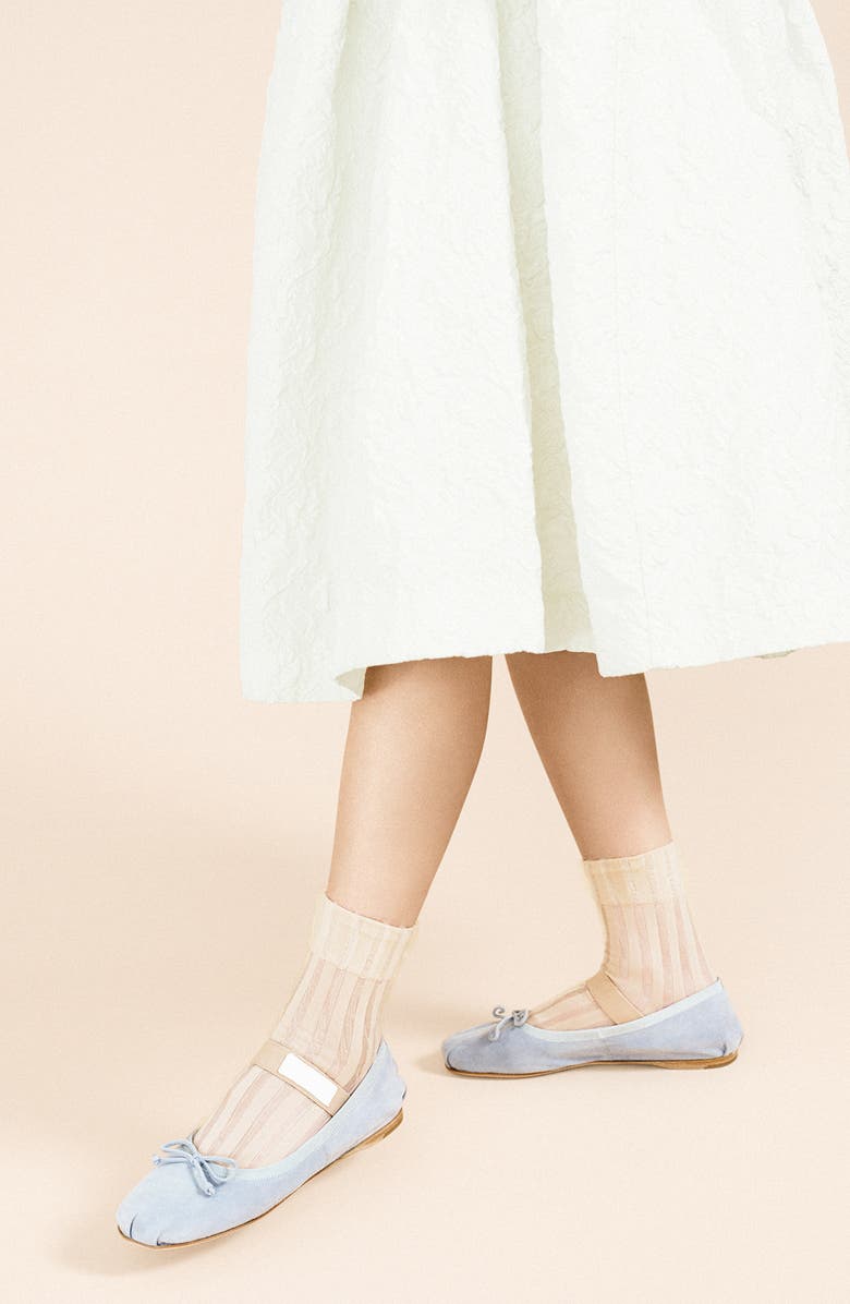 Hansel From Basel Mykonos Stripe Sheer Crew Socks, Alternate, color, Tan