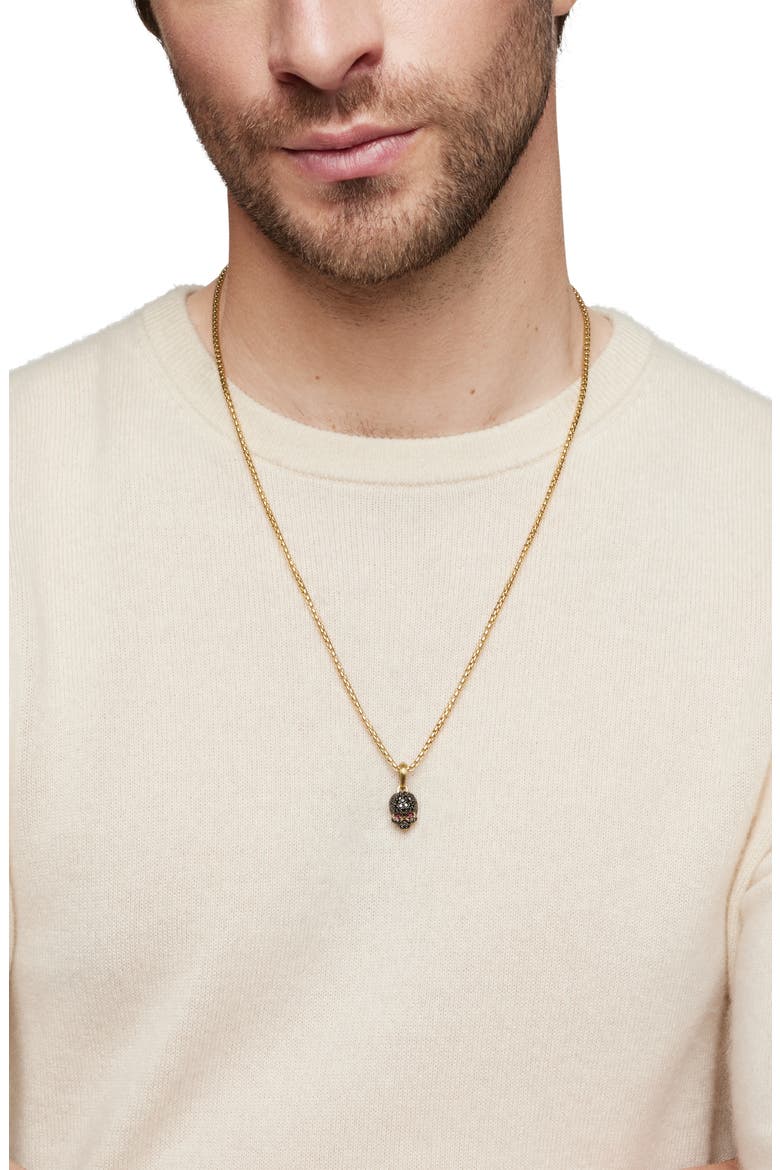 Men's Diamond Pavé Skull Pendant, Alternate, color, BLACK DIAMOND/ RUBY