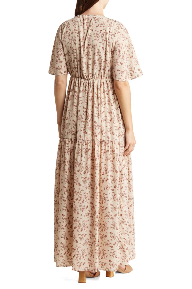 Floral Button Front Maxi Dress, Alternate, color, MOCHA