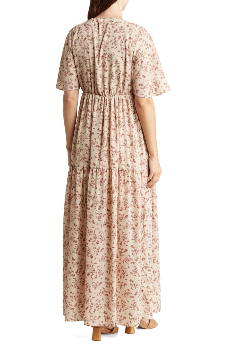 WISHLIST Floral Button Front Maxi Dress, Alternate, color, Mocha