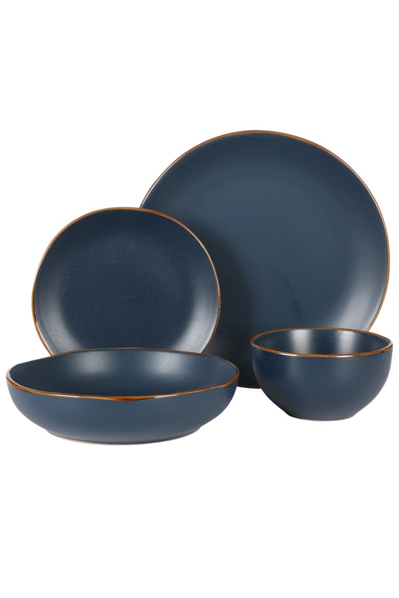 Hazeltine 16-Piece Reactive Glaze Stoneware Dinnerware Set, Alternate, color, Navy
