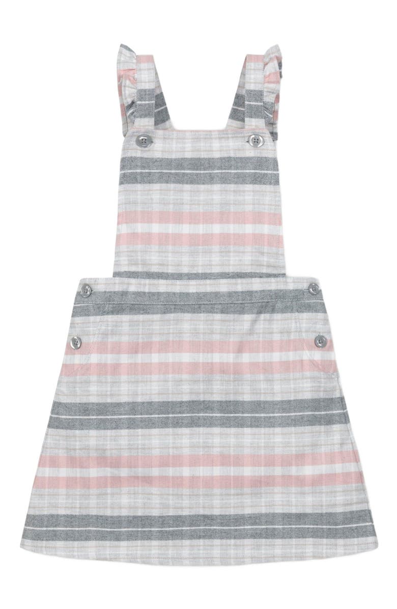 Hope & Henry Girls' Organic Ruffle Strap Skirtall, Toddler, Alternate, color, Gray And Rose Plaid