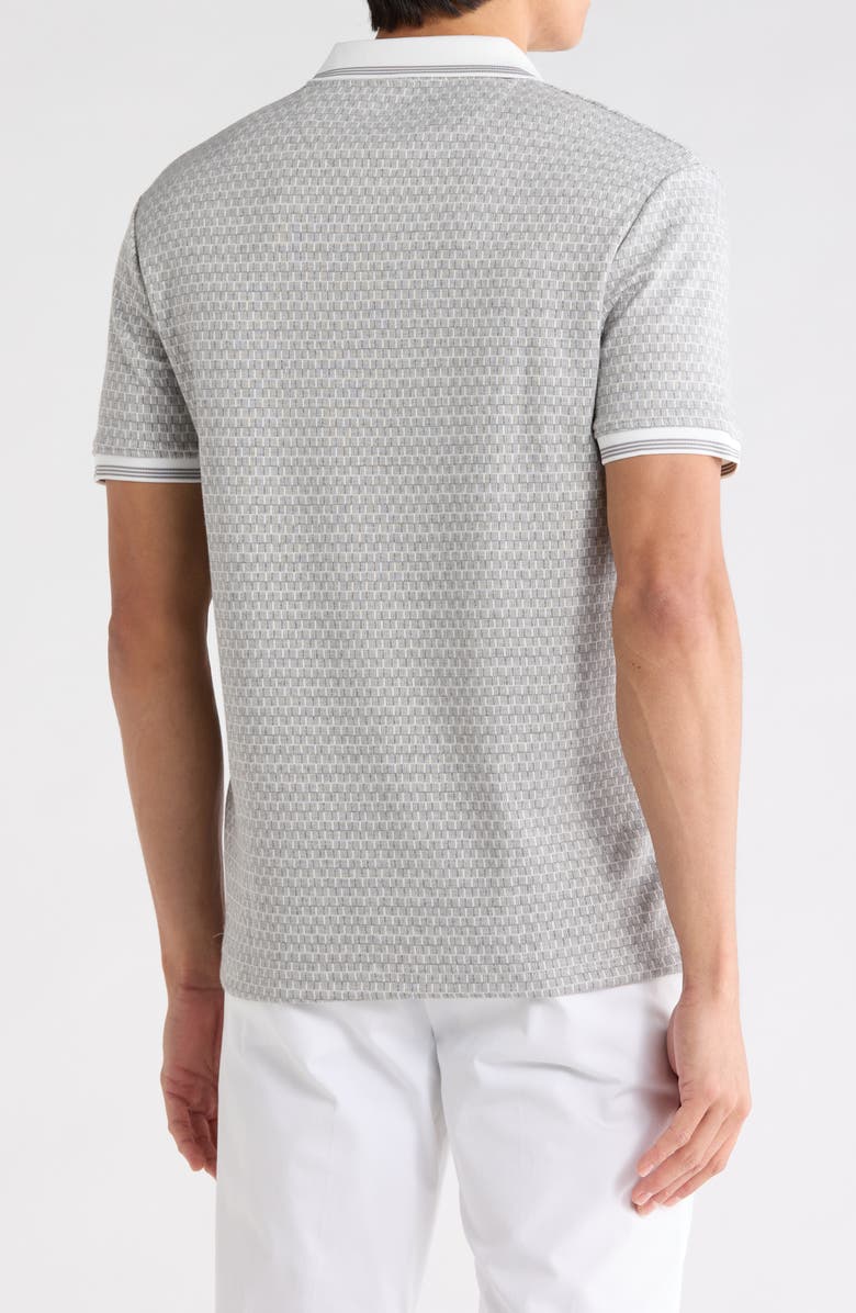 DENIM AND FLOWER Textured Geo Knit Polo, Alternate, color, Gray