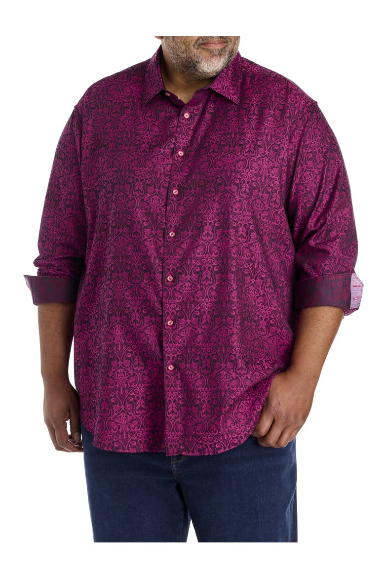 Big & Tall Luther Tonal Sport Shirt, Main, color, BURGUNDY