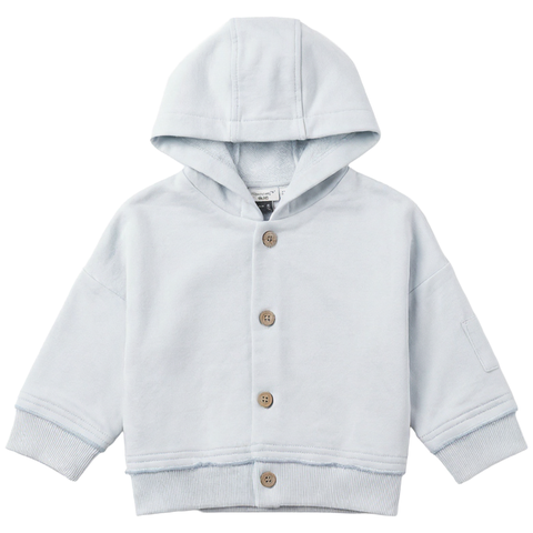 French Terry Baby Hood Jacket - Misty Blue