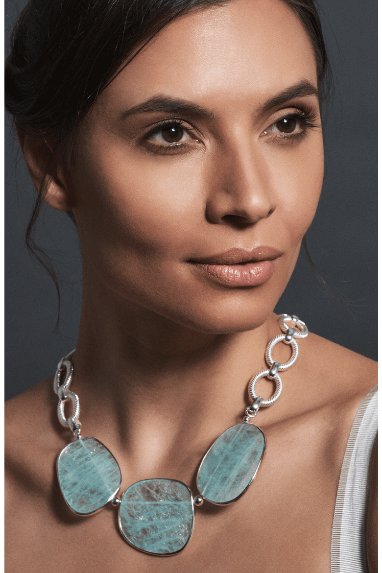 The Rising Phoenix Necklace, Alternate, color, Silver / Aquamarine